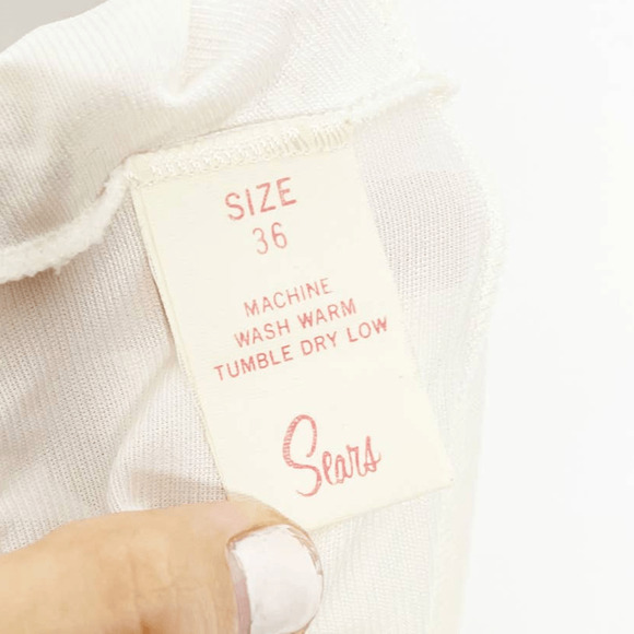 Vintage 60s SEARS The Doesn't Slip Nylon Anti cling White Full Slip Lingerie 36 - Picture 5 of 6